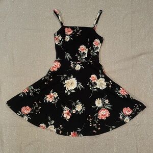 Sweet black and pink floral dress, size S